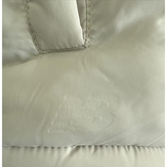 New Balance Puffer Vest Zip Jacket Hooded Beige Mens Poly Windbreaker Sz M - Picture 3 of 6